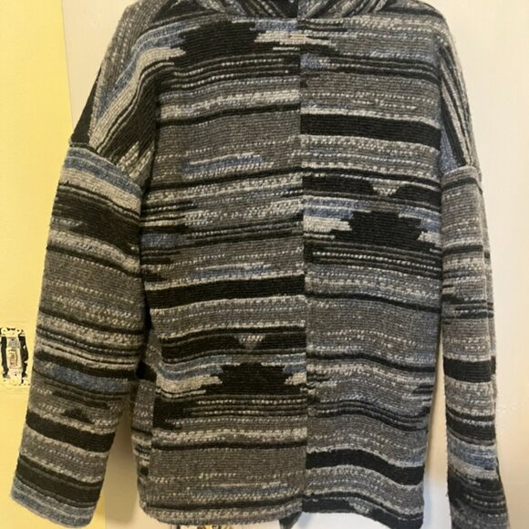 prAna Arria Sweater Jacket Southwest Charcoal Aztec Coat Shawl Collar - Picture 4 of 6